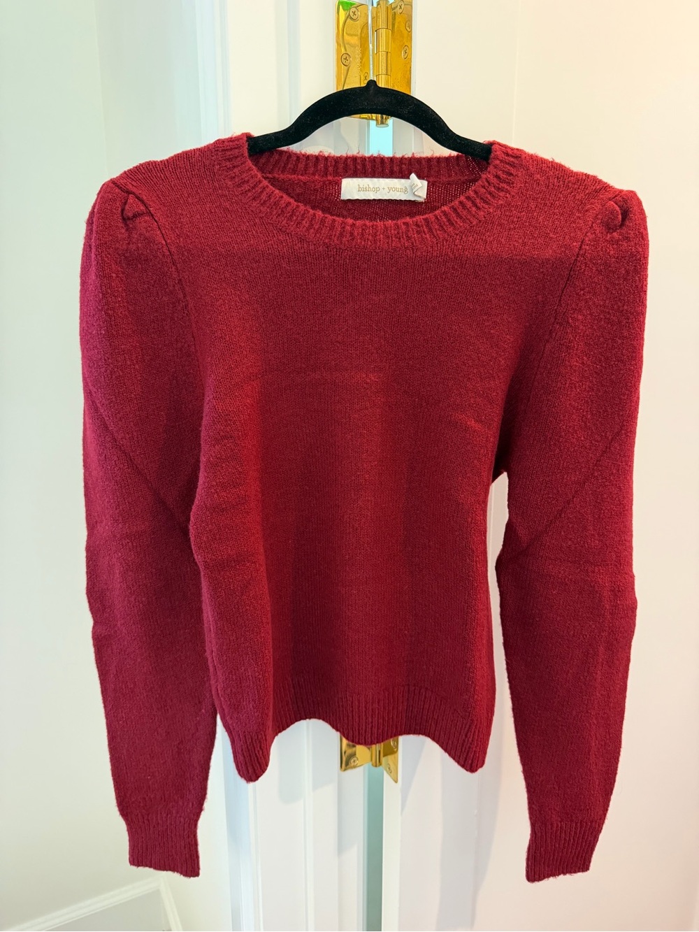 Bishop + Young Red Crewneck Puff Sleeve Sweater